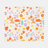 Groovy Hippie Trippy Retro Blume Funky Vibes Fleecedecke (Vorderseite (Horizontal))