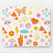 Groovy Hippie Trippy Retro Blume Funky Vibes Mousepad (Vorne)