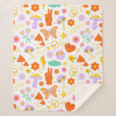Groovy Hippie Trippy Retro Blume Funky Vibes Sherpadecke (Vorderseite)