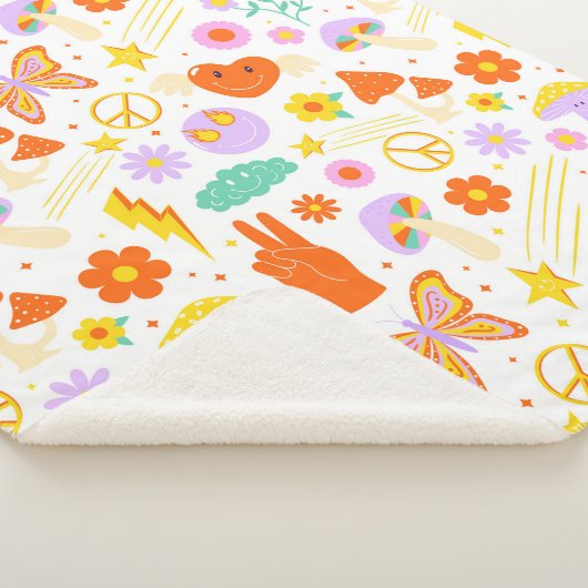 Groovy Hippie Trippy Retro Blume Funky Vibes Sherpadecke (3/4)