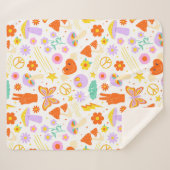 Groovy Hippie Trippy Retro Blume Funky Vibes Sherpadecke (Vorderseite (Horizontal))