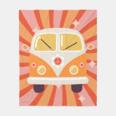 Groovy Hippie Van Pink & Orange 60er Retro Fleecedecke (Vorderseite)