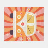 Groovy Hippie Van Pink & Orange 60er Retro Fleecedecke (Vorderseite (Horizontal))
