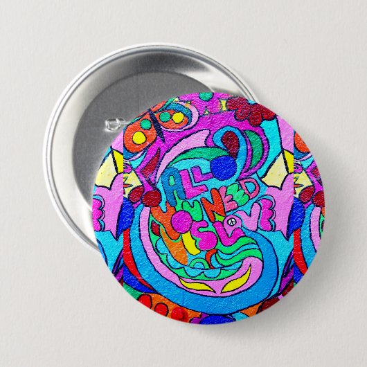 groovy Hippieart-Liebeknopf Button (Vorne & Hinten)