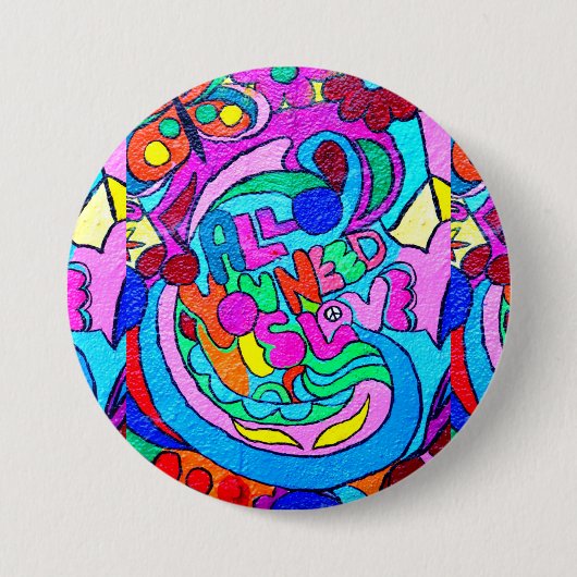 groovy Hippieart-Liebeknopf Button (Vorderseite)