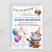 "Groovy Hippo Birthday Bash Bonanza!" Einladung (Vorne/Hinten)