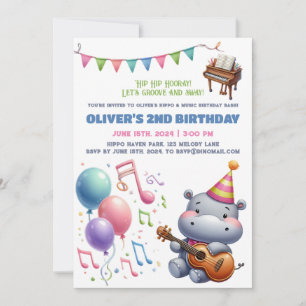 "Groovy Hippo Birthday Bash Bonanza!" Einladung