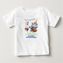 "Groovy Hippo Birthday Bash Bonanza!" Einladung Baby T-shirt