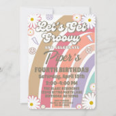Groovy Hippy Boho Rainbow & Daisy Girls Geburtstag Einladung (Vorderseite)