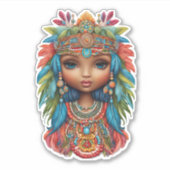 Groovy Hippy Girl Sticker Custom-Cut Vinyl Sticker (Vorderseite)
