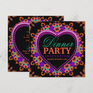 Groovy Hippy Love Bohemian Dinnerparty Einladung