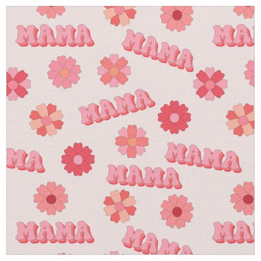 Groovy Hippy Mama Pink Text Word & Blume Stoff (Nahaufnahme)