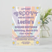 Groovy Hippy Sun & Daisy Girls Einladung zum Gebur (Stehend Vorderseite)