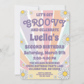 Groovy Hippy Sun & Daisy Girls Einladung zum Gebur (Vorderseite)