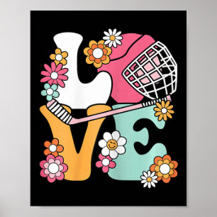 Groovy Hockey Liebe Eishockey Liebhaber Frauen Mäd Poster