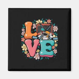 Groovy Hockey Liebe Eishockey Liebhaber Helm Stock Magnet