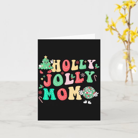 Groovy Holly Xmas Jolly Mom Christmas Vibes Matchi Karte (Gelbe Blume)