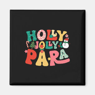 Groovy Holly Xmas Jolly Para Merry Christmas Vibes Magnet