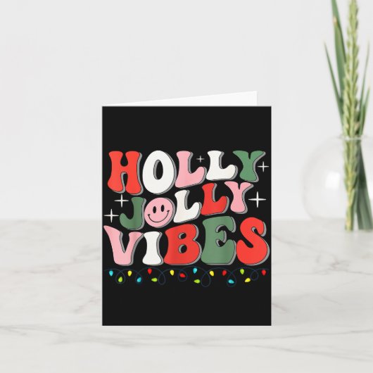 Groovy Holly Xmas Jolly Vibes Christmas Lights San Karte (Vorderseite)