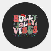 Groovy Holly Xmas Jolly Vibes Christmas Lights San Runder Aufkleber (Vorderseite)