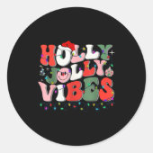 Groovy Holly Xmas Jolly Vibes Christmas Lights San Runder Aufkleber (Vorderseite)