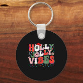 Groovy Holly Xmas Jolly Vibes Christmas Lights San Schlüsselanhänger (Vorderseite)