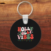 Groovy Holly Xmas Jolly Vibes Christmas Lights San Schlüsselanhänger (Vorderseite)