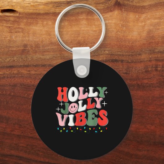 Groovy Holly Xmas Jolly Vibes Christmas Lights San Schlüsselanhänger (Vorderseite)