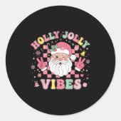 Groovy Holly Xmas Jolly Vibes Nk Christmas Santa M Runder Aufkleber (Vorderseite)