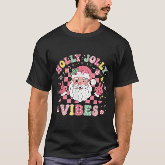 Groovy Holly Xmas Jolly Vibes Nk Christmas Santa M T-Shirt (Vorderseite)