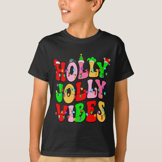 Groovy Holly Xmas Jolly Vibes Nk Christmas Xmas Me T-Shirt (Vorderseite)