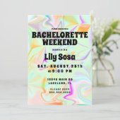 Groovy Holographic Bachelorette Weekend Einladung (Stehend Vorderseite)