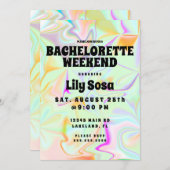 Groovy Holographic Bachelorette Weekend Einladung (Vorne/Hinten)