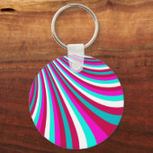 Groovy Hot Pink Aquamarin Rainbow Slide Stripes Mu Schlüsselanhänger (Vorderseite)