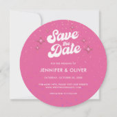 Groovy Hot Pink Disco Ball Wedding Save the Date Einladung (Vorderseite)