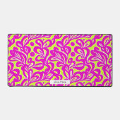 Groovy Hot Pink & Neon Yellow Damask Muster Schreibtischunterlage (Vorderseite)