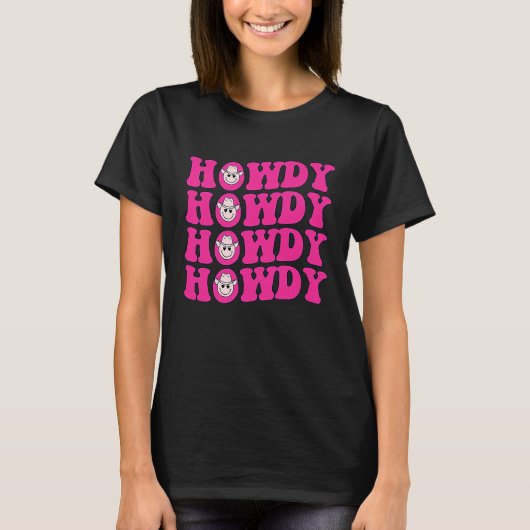 Groovy Howdy Rodeo Western Country Southern Cowgir T-Shirt (Vorderseite)