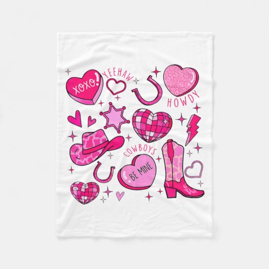 Groovy Howdy Valentine Western Valentines Day Cowb Fleecedecke (Vorderseite)