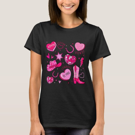 Groovy Howdy Valentine Western Valentines Day Cowb T-Shirt (Vorderseite)