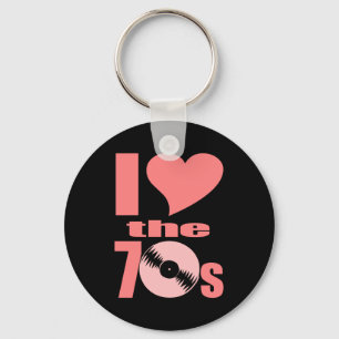 Groovy i-Herz der 70er Retro Schlüsselanhänger f