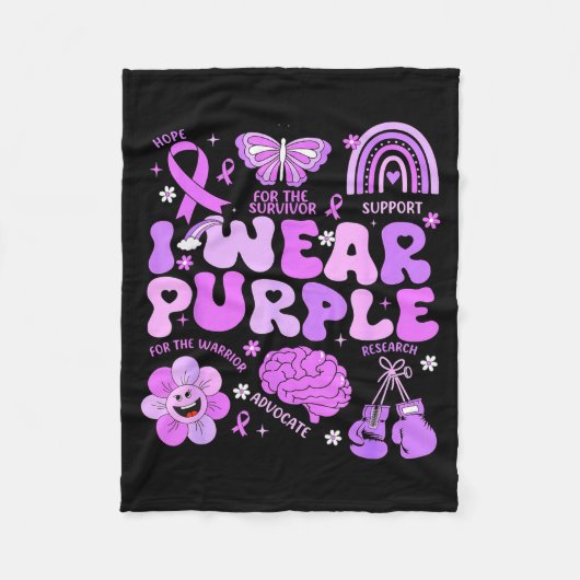 Groovy I Wear Purple Support Epilepsy Awareness Da Fleecedecke (Vorderseite)