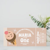 Groovy Ice Cream Birthday Ticket Party Einladung (Stehend Vorderseite)