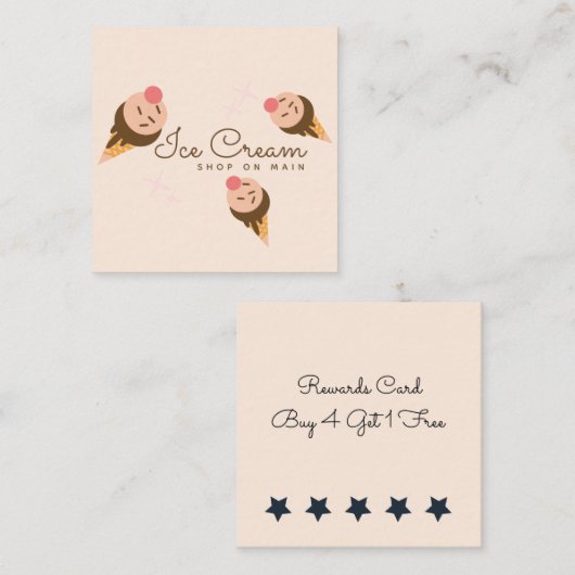Groovy Ice Cream Cone Shop Prämien Treuekarte (Vorne/Hinten)