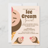 Groovy Ice Cream Cone Sozialer Flyer Einladung (Vorderseite)