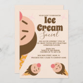 Groovy Ice Cream Cone Sozialer Flyer Einladung (Vorne/Hinten)