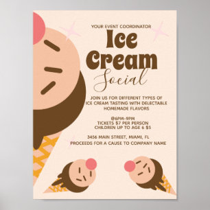 Groovy Ice Cream Cone Sozialer Flyer Poster