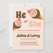 Groovy Ice Cream Cones Gender-Offenbarung Einladung (Vorderseite)