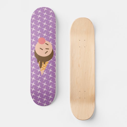 Groovy Ice Cream Muster Lila Skateboard (Vorderseite)