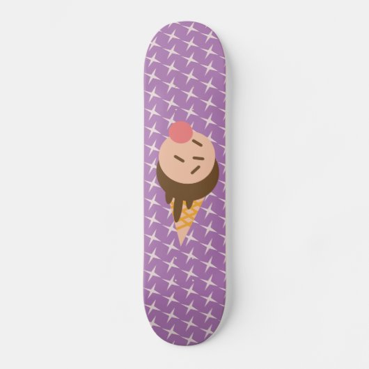 Groovy Ice Cream Muster Lila Skateboard (Vorderseite)