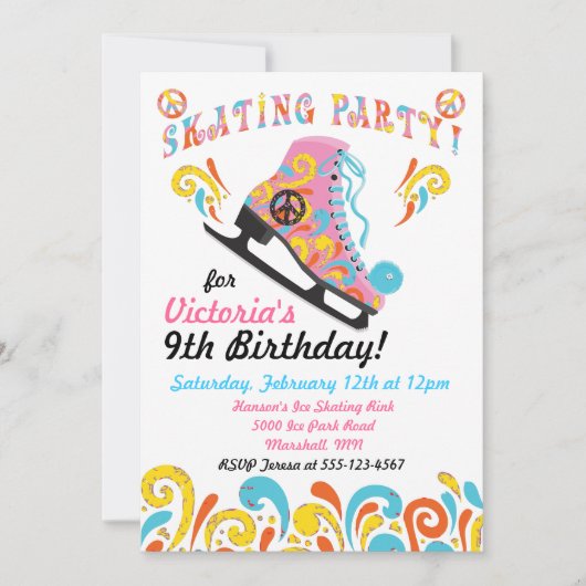 Groovy Ice Skaten Party Einladungen (Vorderseite)